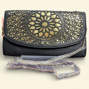 MELIE BIANCO CROSSBODY "RENEE" - BLACK AND GOLD